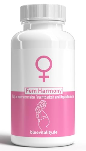 BlueVitality Fem Harmony | Fertilidad y PCOS | 180 cápsulas | Probado en laboratorio independiente y certificado | Calidad de Alemania
