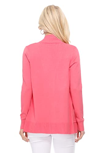Image of YEMAK Women's Knit Cardigan Sweater - Long Sleeve Open Front Basic Classic Casual Soft Lightweight Knitted Shrug with Pockets MK8558-WHITE-L