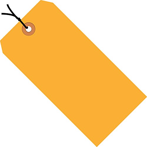 Étiquettes orange fluo pré-enfilées Aviditi G12022D en carton de 8,9x4,5 cm