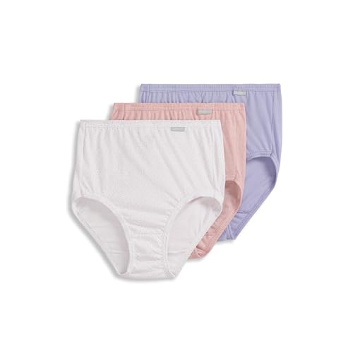Image of Jockey Women's Underwear Plus Size 100% Cotton Elance Brief - 3 Pack, Violet Veil /Coral Mist Heather /Tango Dot, 9