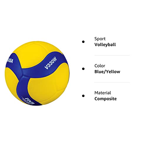 Mikasa V330W, Competition Club Indoor Game Volleyball, Blue/Yellow #TOP1