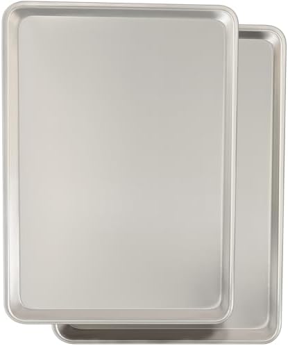 Commercial Quality Baking Sheet Pan Set, Natural Aluminum Cookie Sheet, Umite Chef Warp Resistant Baker's Half Sheet Pan, Large Thick Cookie Tray Pans for Baking, Roasting(2 Pack, 18X13In) - Thumbnail 4