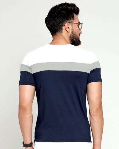 Image of Noble Monk Men Regular Fit T-Shirt | Round Neck | Half Sleeve | Self Design | Casual T Shirt for Men