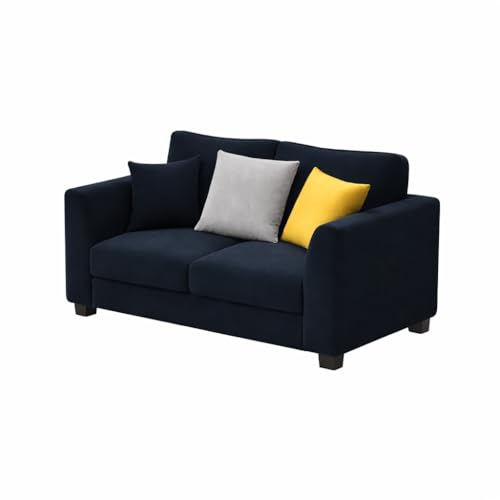 Image of SOCOZI Trevano 3+2 Seater Fabric Sofa Set with Ottoman | Soft Velvet Suede Upholstery | Modern Living Room Furniture (Black-Light Grey)