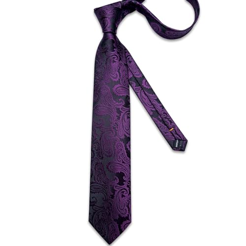 Image of DiBanGu Mens Paisley Tie Set Silk Woven Jacquard Necktie and Pocket Square Cufflinks Gift Set for Wedding Bussiness