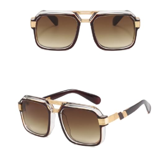 Lunettes de soleil rétro marron hommes verres de luxe finition chic - 4