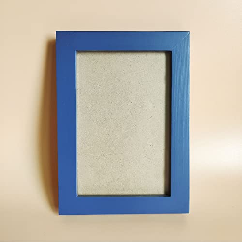 Image of 4x6 Picture Frames Blue Solid Wood Frame, Plastic Panel (Film Needs to be Removed) Table or Wall.Front Window Opening 3.5x5.5 inch.