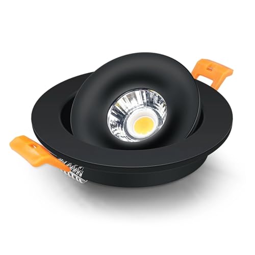 eufeifeiegds LED�_�E�����C�g �����@�\�t�� 360�x�p�x�����\ COB�V�䖄�ߍ��݌^�_�E�����C�g 5/7/10/12/15/18W �V��X�|�b�g���C�g �ƒ�p �Q��(Cold White,B BLACK_10W DIMMA BLE)