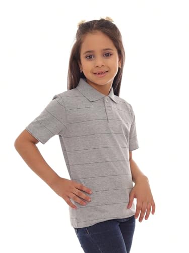 1 Camisa Polo Feminina Antonella- Camisa Polo Feminina Listrada Infantil Cinza Tamanho:P