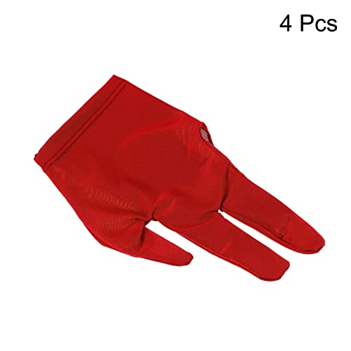 PATIKIL 3 Fingers Pool Gloves, 4 Packs Billiard Gloves Left & Right Hand Show Gloves Pool Cue Glove for Shooter Carom Pool Snooker Cue Sport, Red - Image 3
