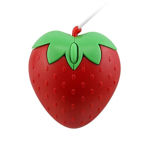 Souris optique filaire USB fraise rouge à 3 boutons pour PC et ordinateur portable