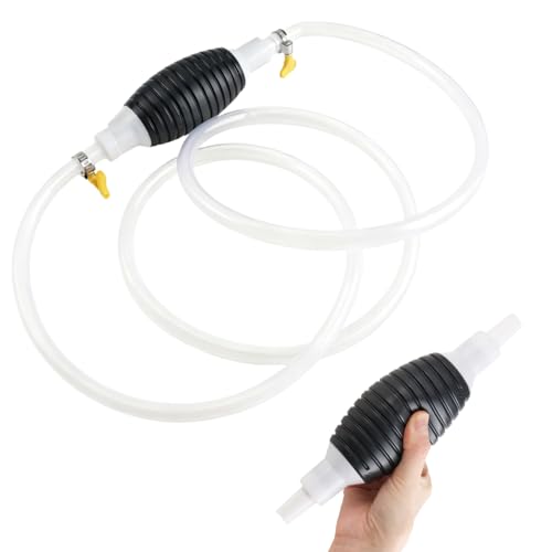 Siphon Pump Kit - 2m Syphon Pump Kit for Transferring Water Fuel Diesel & Oil - Portable Hand Siphon with Hose for Cars Fish Tanks Boats and Petrol Extraction