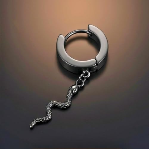 Image of THE MEN THING SNAKLET BLACK - Titanium Steel Hoop Earrings for Men & Boys