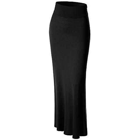 MBJ WB296 Womens Lightweight Floor Length Maxi Skirt XL Black Cover