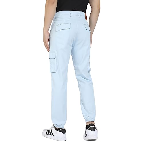 Image of CAHOOT Men's Cuffed Hem Cargo Trousers for Casual Wear | 6 Pockets | Regular Fit | Button Closure | Cotton Poly Cargo Pant Crafted with Comfort Fit for Everyday Wear