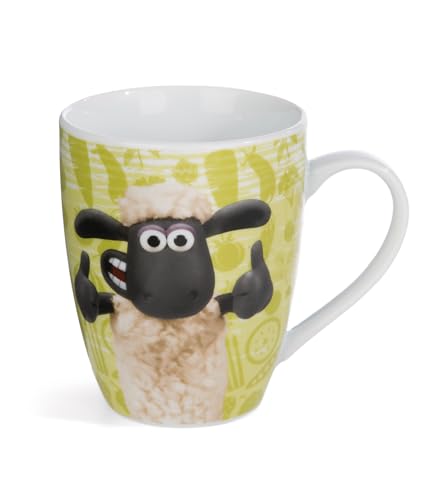 NICI- Taza Oveja Shaun Green IS Cool 310ml Verde con banderola-Vaso de Porcelana para té, Leche, café o Cacao, Jarro asa para Bebidas frías y Calientes-Gran Idea de Regalo, Color ° (48618)