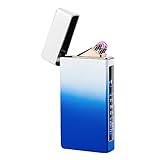 BABOBIU 電子ライター 充電式ライター おしゃれ 多機能 防風 プラズマライター 簡単操作 タッチ点火 usbライター は ろうそく 線香 花火 に最適（白と青）