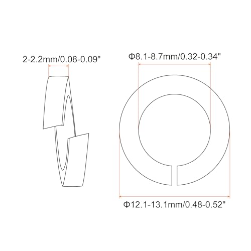 QUARKZMAN 10 Stück Federringe M8 Federscheiben Unterlegscheiben Dichtring Flach Dichtungsringe Spaltscheiben Karosseriescheiben Beilagscheiben Kupfer Muttern für Schrauben Bolzen