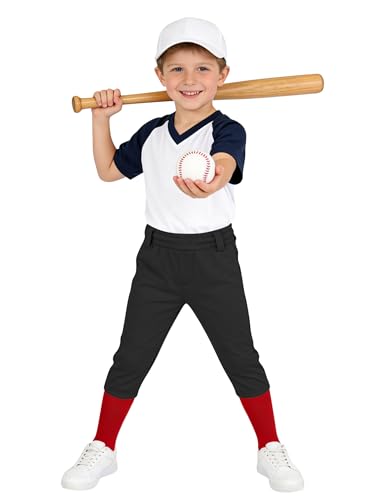 QBK 2T/3T/4T/5T to Youth Toddler Boys Knicker Baseball Pants Girl Softball Pants Kids Tee Ball Pants (Black 3T)