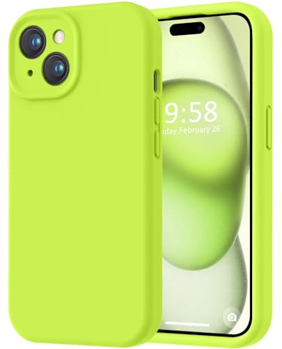 Image of LOVE 3000 Compatible with iPhone 15 Case, [Smooth Silicone Full Coverage Camera] [8ft Drop Protection], Soft Microfiber Lining Full Body Protective Case for iPhone 15 6.1 inch - Fluorescent Green