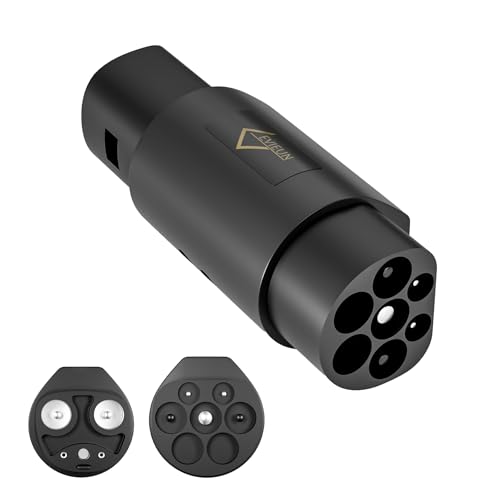 EVIEUN Type 2 vers Tesla EV Adaptateur de Chargeur, 32A 250V Type 2 vers Tesla EV Convertisseur de Chargeur pour Tesla Model 3/Y/S/X, Adaptateur de Station de Charge Portable type2
