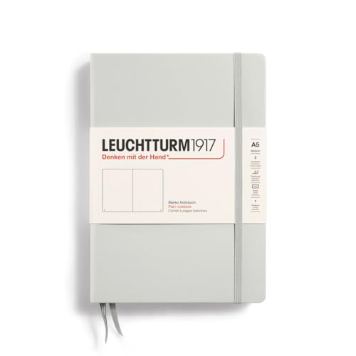 Image of LEUCHTTURM1917 - Notebook Hardcover Medium A5-251 Numbered Pages for Writing and Journaling (Light Grey, Plain)