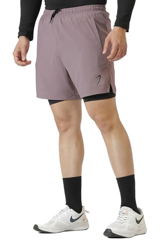 Image of FUAARK Double Layer 2 in 1 Sports Shorts with Inner Tights for Men Gym Tight Short with Pocket