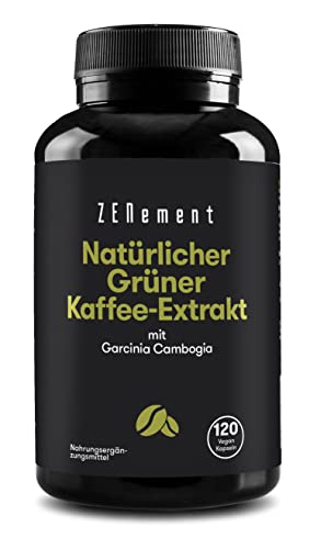 Natürlicher Grüner Kaffee-Extrakt mit Garcinia Cambogia, 120 Kapseln | um Gewicht zu verlieren, Fett zu verbrennen und das Hungergefühl zu verringern | von Zenement Cover
