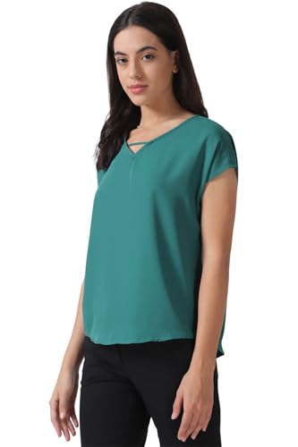 Image of Van Heusen Women's Polyester Regular Fit V-Neck Formal Top