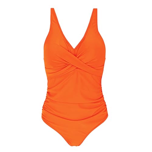 Women's One-Piece Swimsuit, Tummy Control Bathing Suit, V-Neck Criss Cross Ruched Slimming Swimwear4