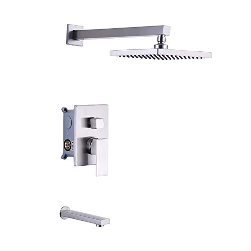 KES Pressure Balance Shower Valve Combo Complete Kit Bath and Shower Faucet Set