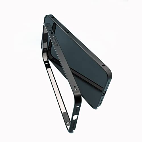 Aluminum Alloy Anti-Drop Case Metal Frame Hard Cover In Black Shock Absorbent Slim Bumper For Iphone 13 Promax (Black For Iphone 13 Promax) #TOP2