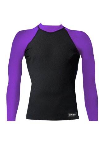 Aeroskin Nylon Long Sleeve Rash Guard with Color Accent (Black/Purple, Medium)