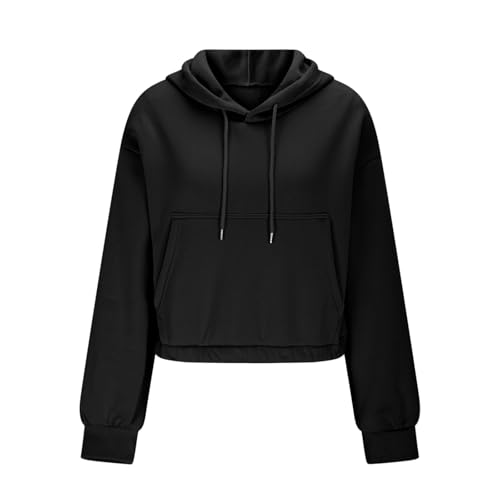Women's Cute Cropped Hoodies Y2k Long Sleeve Sweatshirts Fall Fashion Outfits Hooded Sweatshirt Elastic Hem Clothes3