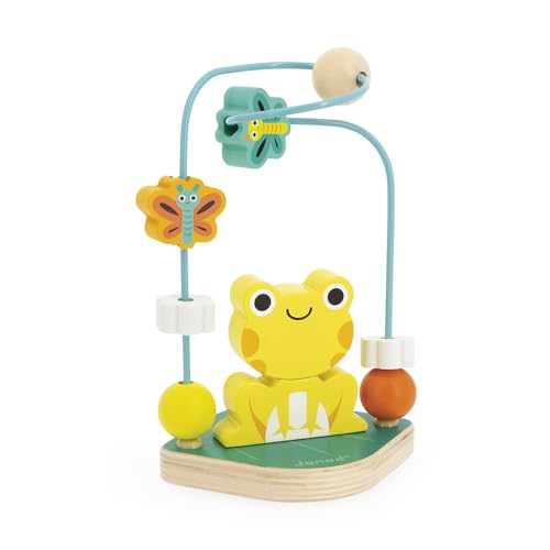 Janod - Circuito Rana Tropik - Juguete para Bebés de Madera - Circuito y Apilable - Juego Educativo Motricidad - Certificado FSC - Pintura al Agua - A Partir de 1 Año, J08275