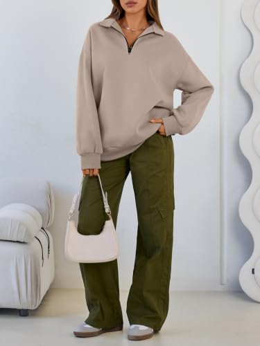 Image of Trendy Queen Women's Oversized Sweatshirts Half Quarter Zip Fleece Sweaters