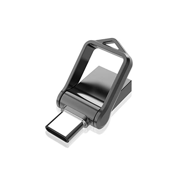 KOOTION USB Stick 64GB, USB C Stick USB 3.0 OTG Speicherstick 2-in-1 USB Flash Laufwerk Type C Flash Drive mit wasserdichtem Schlüsselanhänger für PC/Laptop/Notebook, Typ-C Mobiltelefon (Schwarz)