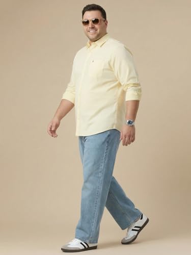 Image of Thomas Scott Men's Plus Size Cotton Casual Shirt | Regular Fit | Long Sleeves | Spread Collar | Solid | Soft & Breathable | Everyday Comfort Shirt for Men
