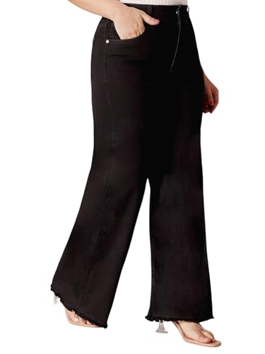 Image of Miss Chase A+ Women's Wide-Leg High-Rise Regular-Length Stretchable Shaping Denim Jeans