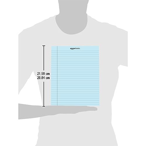 Image of amazon basics Wide Ruled 10.5x8.5 - Inch 50-Sheet Lined Writing Note Pad, Blue - Pack of 12