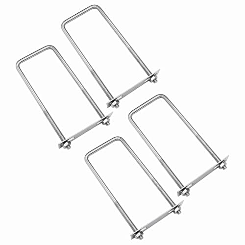 Image of 4 Sets 304 Stainless Steel Square U-Bolts 2-3 /8 inch(60mm) Inner Width, 6.3 inch(160mm) Length Stainless M8 with Nuts, Frame Plate, Accessories for Automobiles Trailer, Boat Trailer Industrial Parts