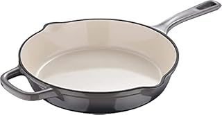 MasterPro - Enamel Induction Cast Iron Pan, Grey 25cm Professional Quality Frying Pan, Enamel Coating, Ovenproof