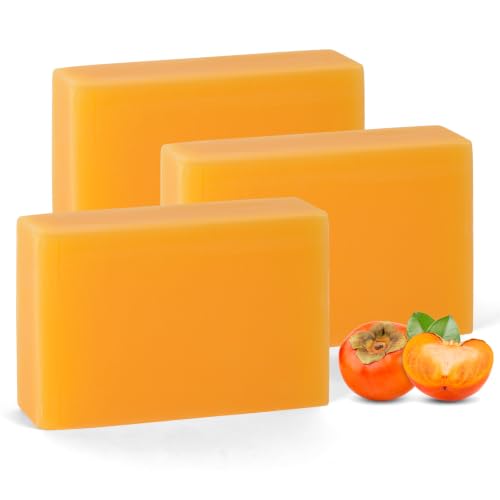 HOTUT 3 Piezas Jabón Natural de Kaki,Jabón Natural Desodorante de Caqui para Hombres y Mujeres,Hidratante,Limpieza Suave y Piel Suave,Apto para Todo Tipo de Piel,Cara y Cuerpo,3 X 100g