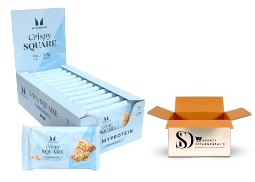 Image of Myprotein Crispy Protein Squares – Gooey Marshmallow & Vanilla Crunch – 12 x 30g Bars – High Protein, Low Sugar Rice Treat