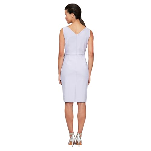 Image of Alex Evenings Women's Slimming Short Ruched Dress with Ruffle (Petite and Regular)