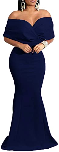 Elegant Cocktail Dresses for Women Off Shoulder Dark Blue Cocktail