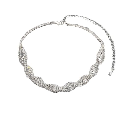 crayfomo Mujer Plata Zirconia Cúbica lágrima collar nupcial conjunto de plata de cristal de la boda collar pendientes lágrima accesorios para mujeres brillantes cumpleaños joyería regalos