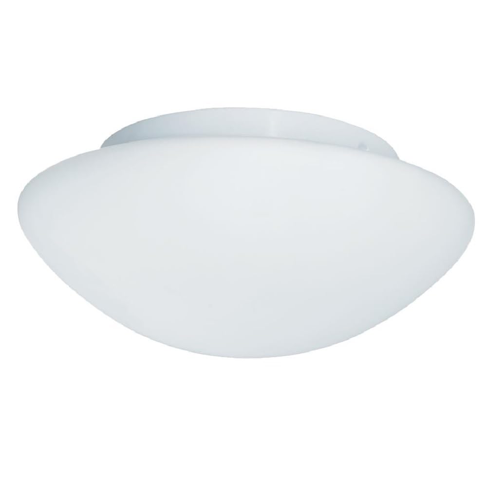 Britalia White Metal & Opal Frosted Glass Bathroom Vintage Round Dome Flush Ceiling Light | 35cm Diameter | 3 x ES E27 Lamp Bulbs Required | IP44 Rated | Suitable for Outdoor Use