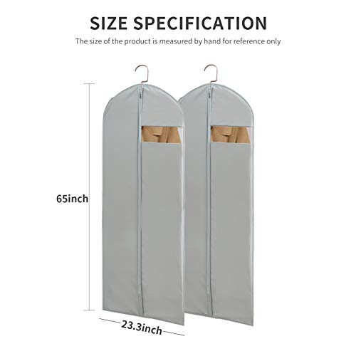 Garment Bag with Clear Window, Long Dress Garment Bag(Set of 2, 23.3'' X 65'')