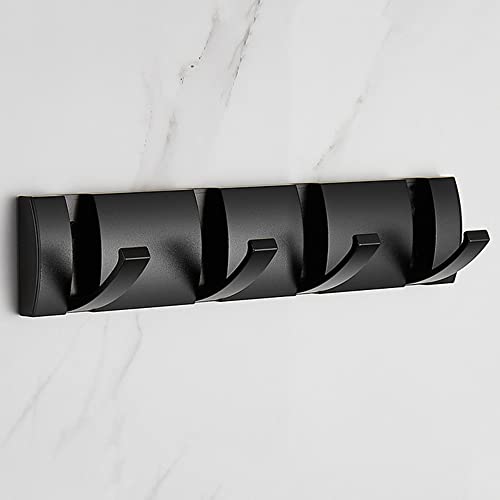 maifey Percheros Pared con 4 Ganchos, Colgador Pared Plegable Moderno Negro para Baño, Material de Aluminio Espacial, Ganchos para Toallas que Ahorran Espacio para Colgar Abrigos, Sombreros, Bufandas Cover